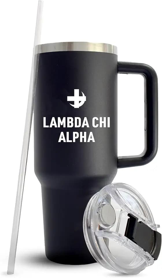 Sorority Shop Lambda Chi Alpha Fraternity 40oz Tumbler with Handle - Quality Engraved Tumbler for Fraternity Brothers - Insulated Tumbler to Keep Your Drinks Cold or Hot for Hours
