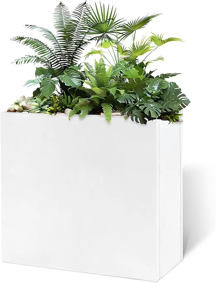 Metal Rectangular Planter Box 24" L x 10" W x 24" H White Metal Planter Box