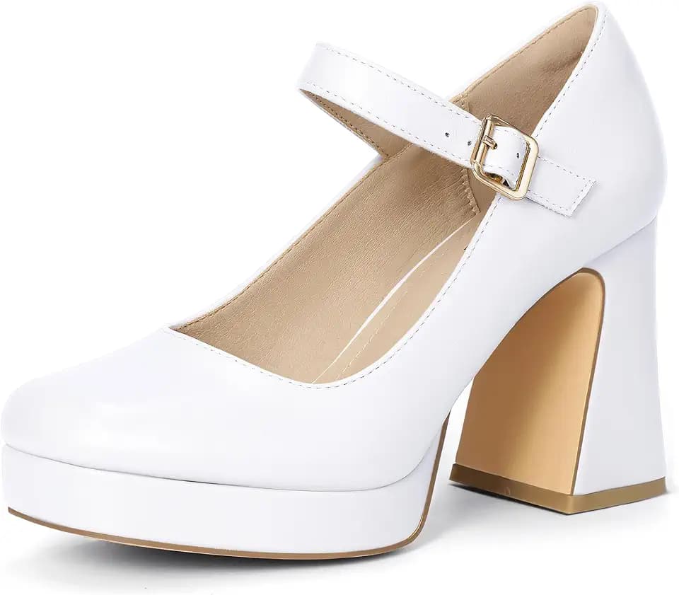 IDIFU Platform Mary Jane Shoes Women's Pumps High Closed Toe Heels