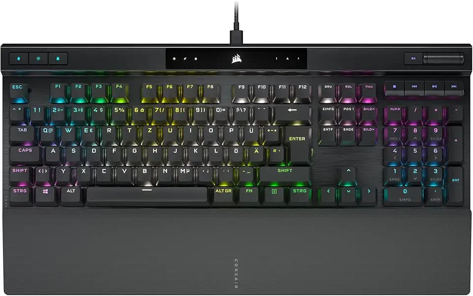 Corsair K70 RGB PRO Mechanische Kabelgebundene Gaming-Tastatur – Cherry MX Red Linear-Schalter, SOCD, PBT Double-Shot Tastenkappen, 8000Hz Hyper-Polling, NKRO, Turnier Schalter, QWERTZ DE – Schwarz