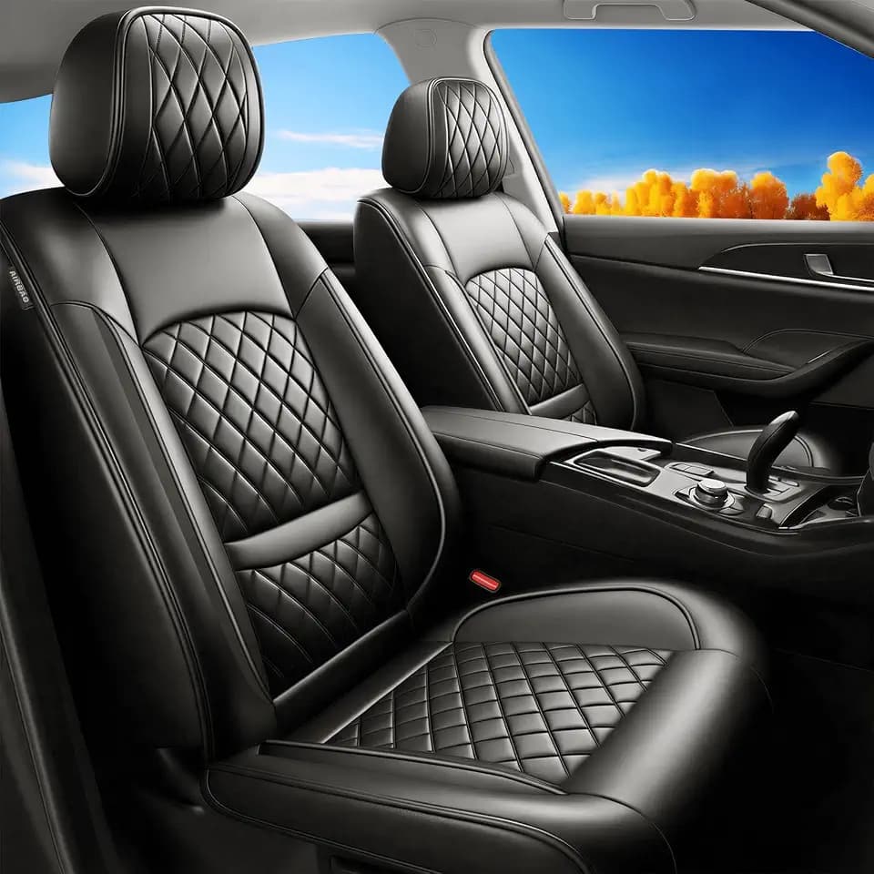 Fit for Ridgeline Car Seat Covers Compatible with Honda Ridgeline 2007-2025 2026 Waterproof Breathable Leather Automotive Seat Cushions Protector,Airbag Compatible,Full Set 5 Seats(Black)