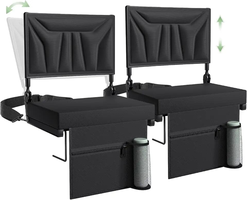 Jocoevol Stadium Seats with Back Support and Cushion, Portable Bleacher Seats, Folding Bleacher Chair w/Shoulder Strap, Stadium Chair Carry Handle for Sports Events Concerts Outdoor