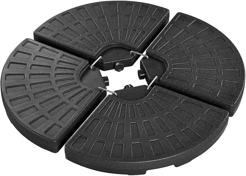 Yaheetech Befüllbarer Sonnenschirmständer, 4 Stück, Sand, 66 kg und Wasser, 52 l, Schwarz