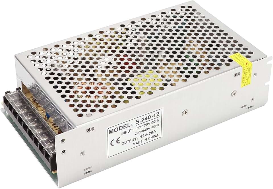 QWORK® Schaltnetzteil DC 12V 20A LED Netzteil Transformator, 240W, Angewendet auf Automatisierung, LED Anzeige, Kommunikation