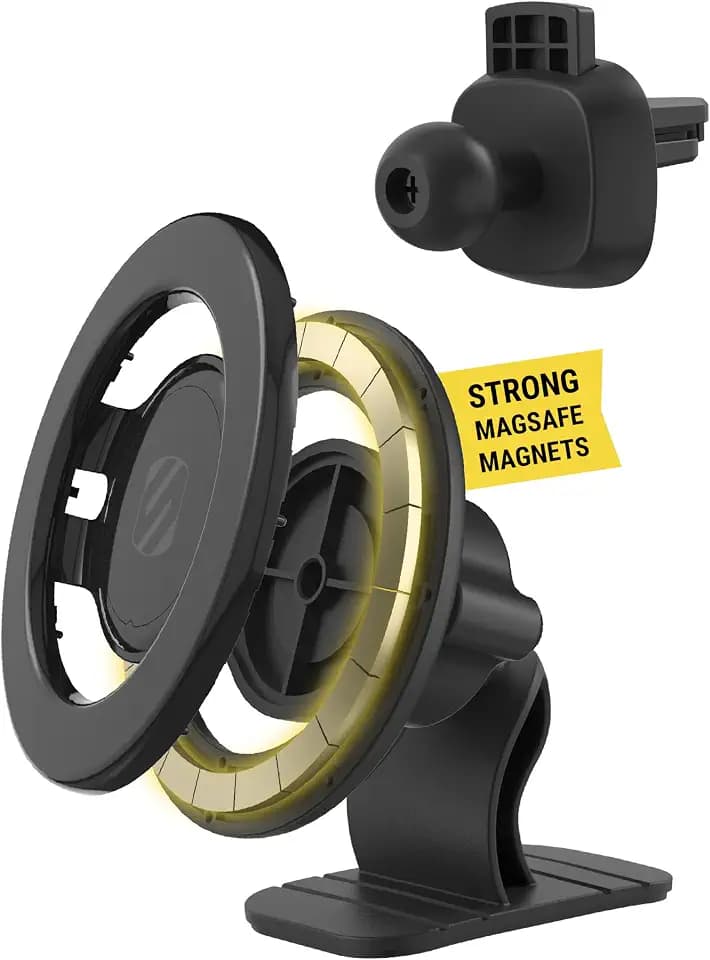 Scosche MagicMount Select MagSafe Car Mount for iPhone, Strong Magnetic Phone Holder for Car Magnet Phone Mount with 360° Rotation for Dashboard/Vent Compatible with iPhone 17/16/15/14 Pro Max Android