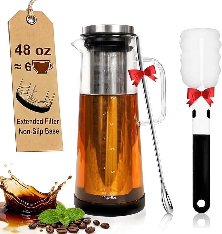 1,4L Cold Brew Coffee Maker mit Verlängerter Edelstahlfilter