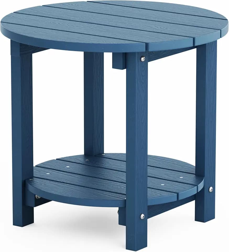 YEFU Adirondack Side Table, 18" Outdoor Side Table, Navy Blue