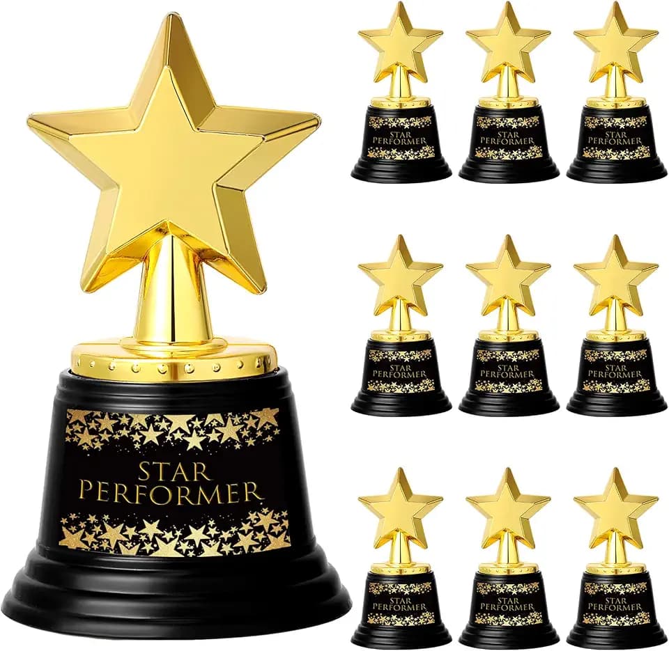 Fumete 5 Inch Plastic Gold Trophy Award Star Trophy