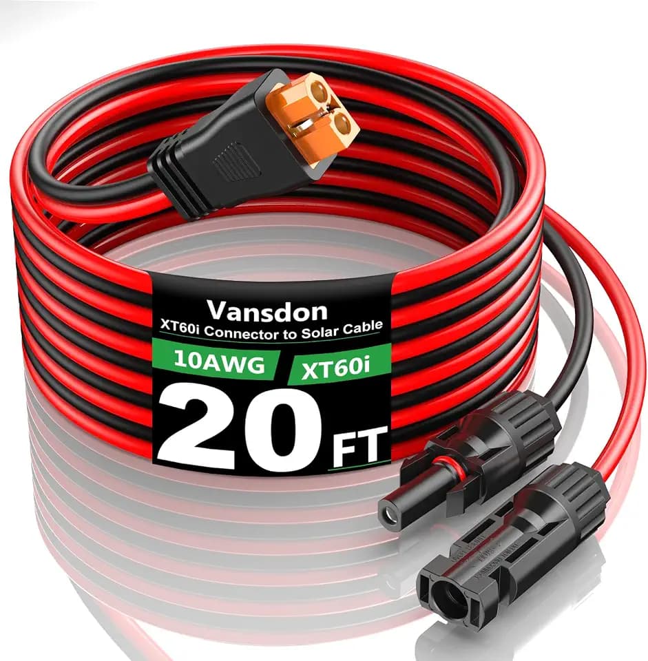 Vansdon Solar to XT60i Extension Cable 10AWG 20FT Solar Connector to XT60i Adapter Charging Cable for Portable Power Station, Solar Generator, Solar Panel, Battery, RV