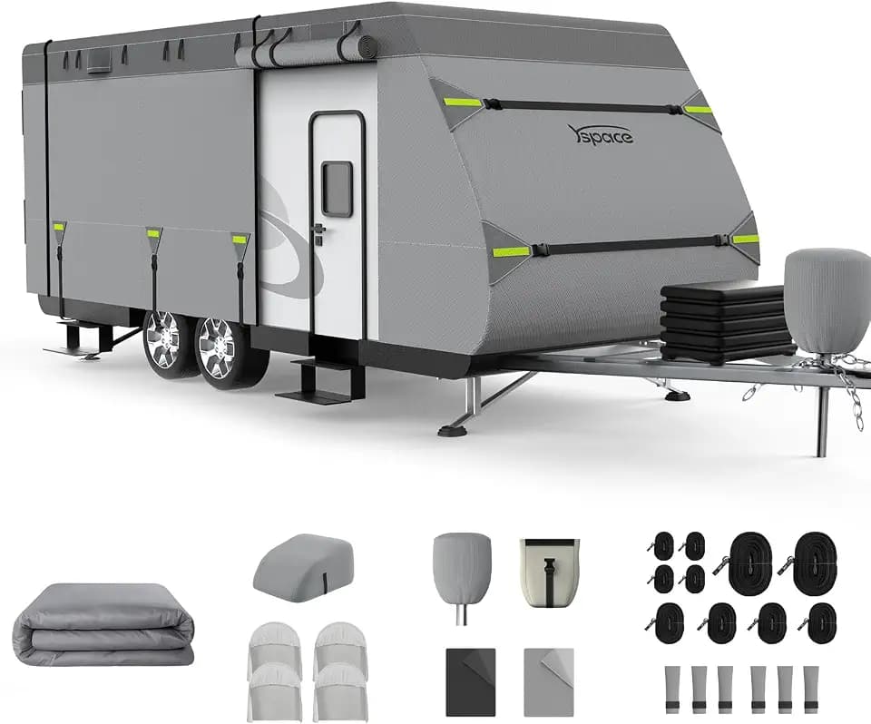 YSPACE 8-Layer RV Cover 30-33 ft, Waterproof Travel Trailer Cover