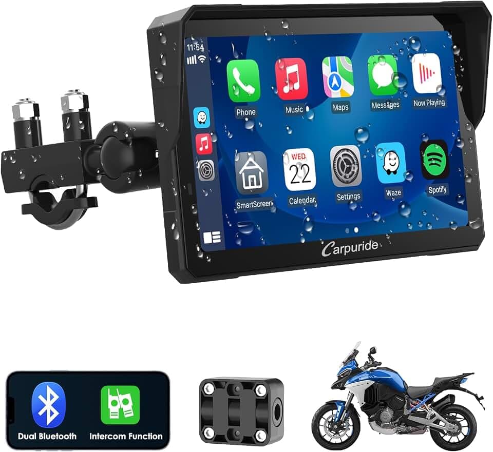 Carpuride W702 Pro Motorrad Carplay Bildschirm mit Gegensprechfunktion