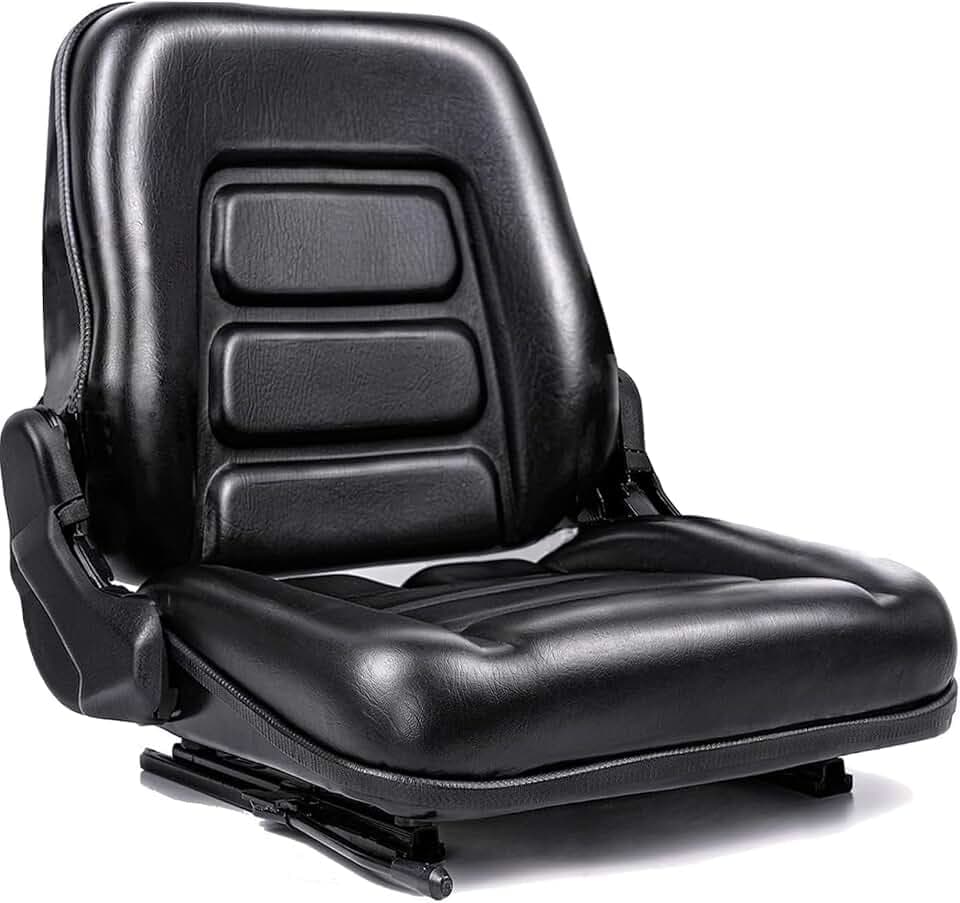 Universal Forklift seat, Tractor Seat with 160° Adjustable Backrest & Slides& Micro Switch, High-Density Foam, Industrial Grade Steel Frame,Waterproof PVC for Mowers, Backhoe, Excavators, Skid Steers
