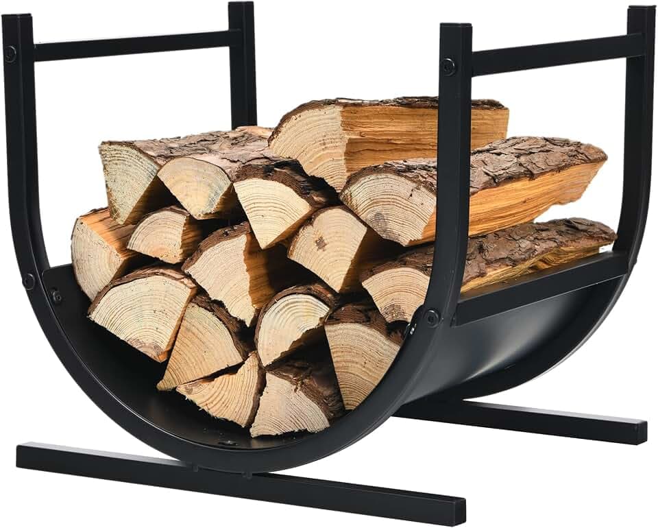 COSTWAY Kaminholzregal Metall, Brennholzregal für Innen und Aussen