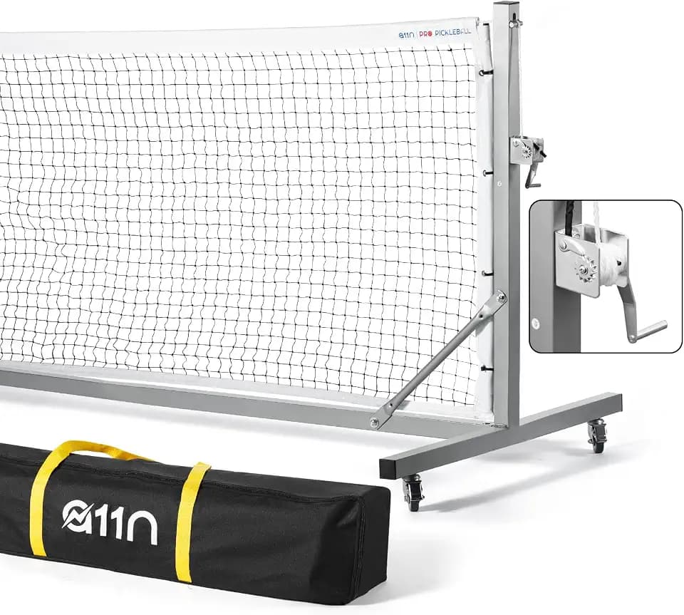 A11N SPORTS Pro Pickleball Net with Wheels, 22 FT Regulation Size