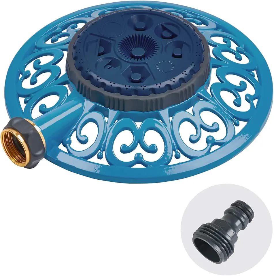 Sprout 65102-AMZ Melnor Metall 8 Sprinkler und QuickConnect Produktadapter Amazon Bundle, Blueberry Blue