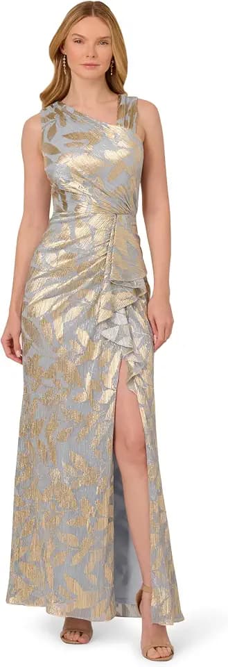 Adrianna Papell Women's Foil Asymmetric Gown