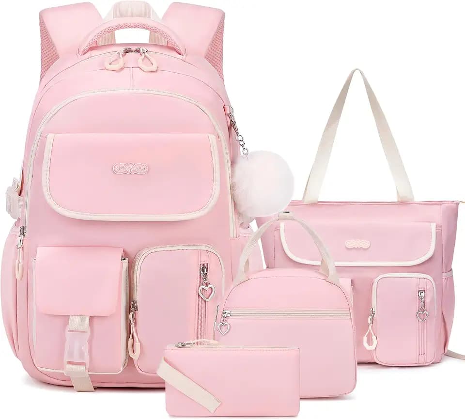 DIGOBAY Backpacks for Girls 4PCS with Tote Bag Lunch Box Pencil Pouch