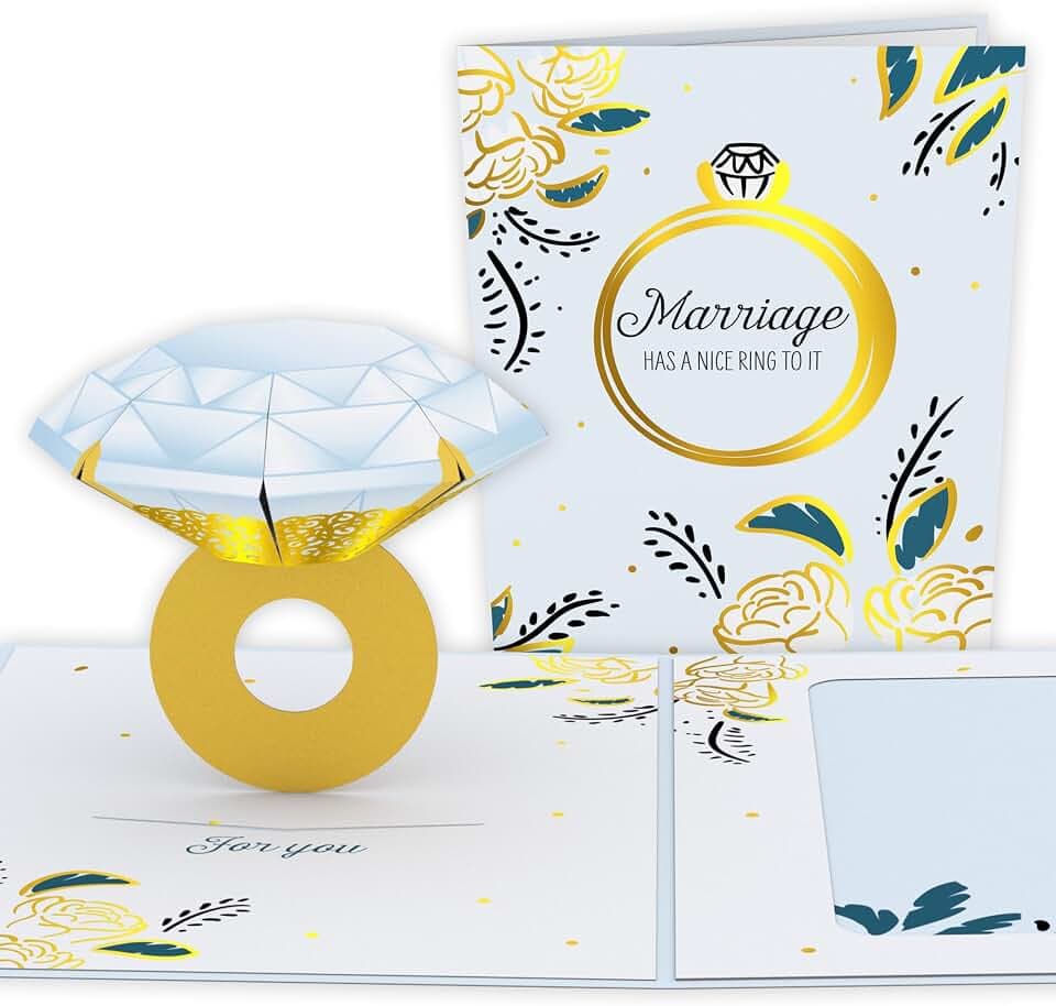 Lovepop® Diamant Ring Hochzeitskarte, besondere Glückwunsch Karte, Verlobungskarte 3D Pop-Up Karte zur Hochzeit Verlobung | Handgemachte 3D-Grußkarte mit abnehmbaren 3D Ring