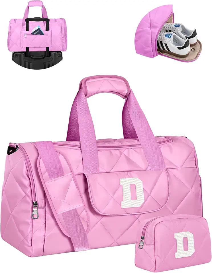 Elilier Teen Girl Gifts Trendy Stuff, Girls Duffle Bag, Letter D