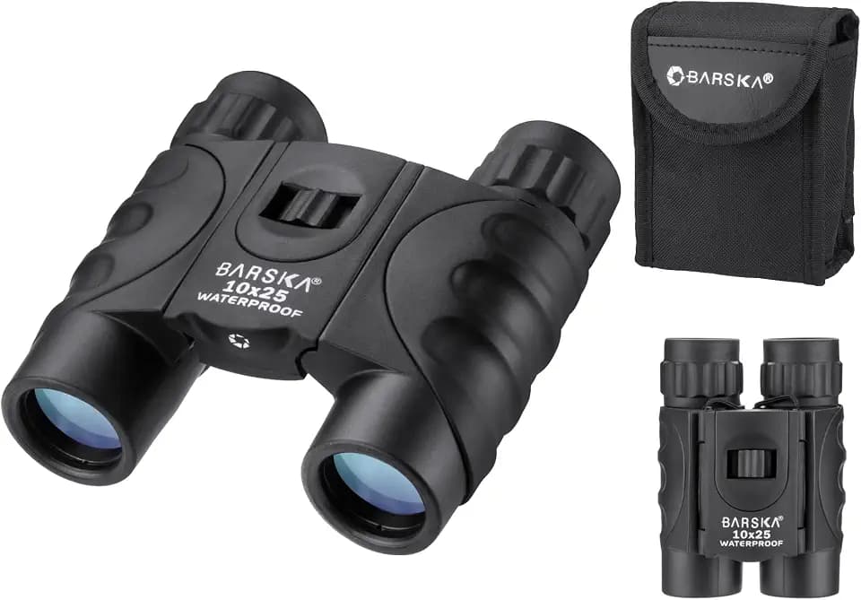 Barska 10x25mm Blueline Waterproof Compact Binoculars – Lightweight, Fully Coated Optics, Fogproof, Rubber Armor for Bird Watching, Hiking & Sightseeing