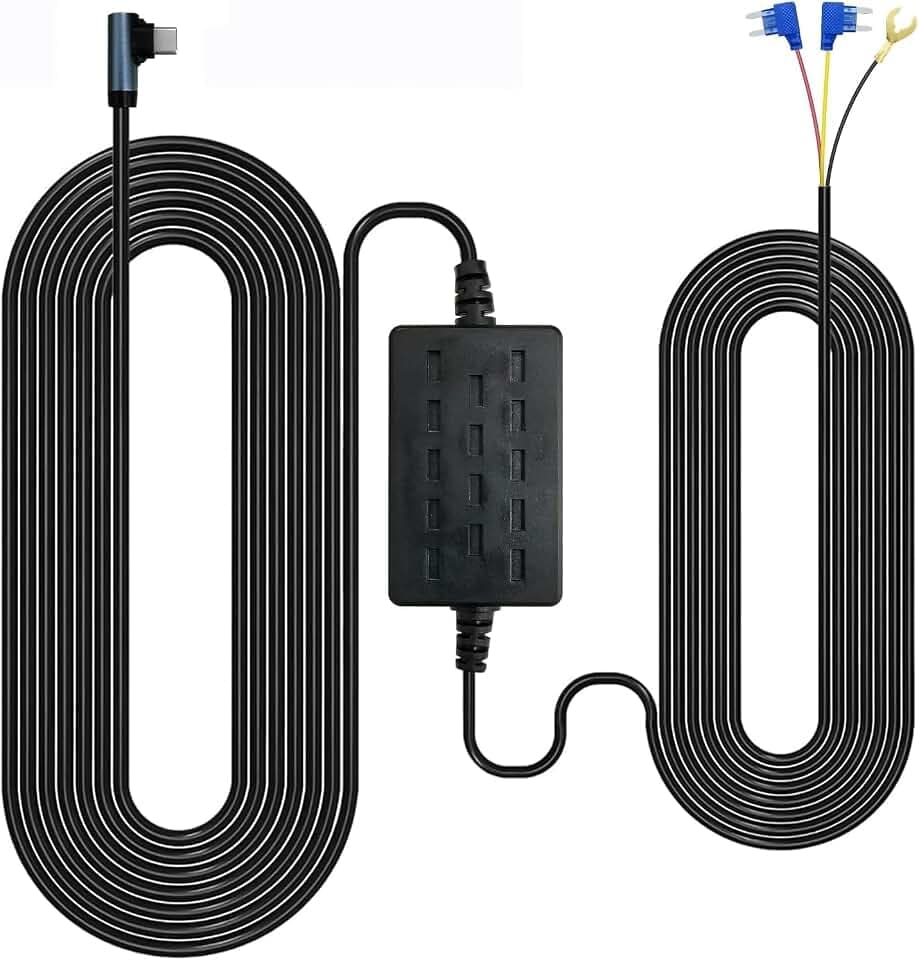 GKU Hardwire-Kit Typ C, 3,5 Meter Auto-Ladekabel-Kabel, Parküberwachung mit Unterspannungsschutz, 12V- 24V bis 5V 3A(for D700 D600 D600pro D900 Dash Cam)