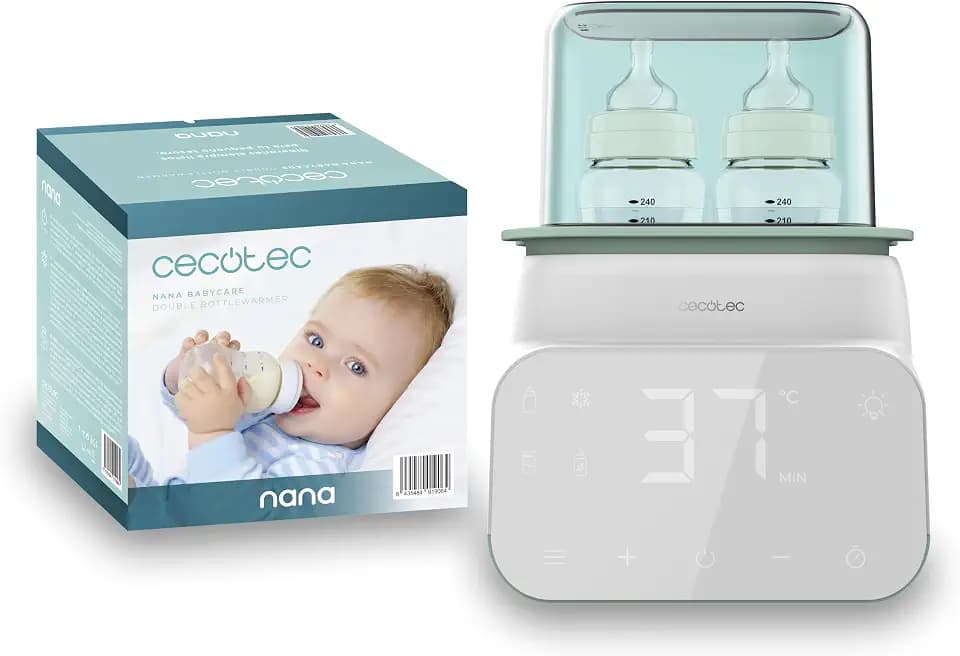 Cecotec Flaschenwärmer Nana BabyCare Double BottleWarmer, 4 Modi, Flaschenkorb, BPA-frei, sicher zum Lagern von Wasser, Milch und Lebensmitteln