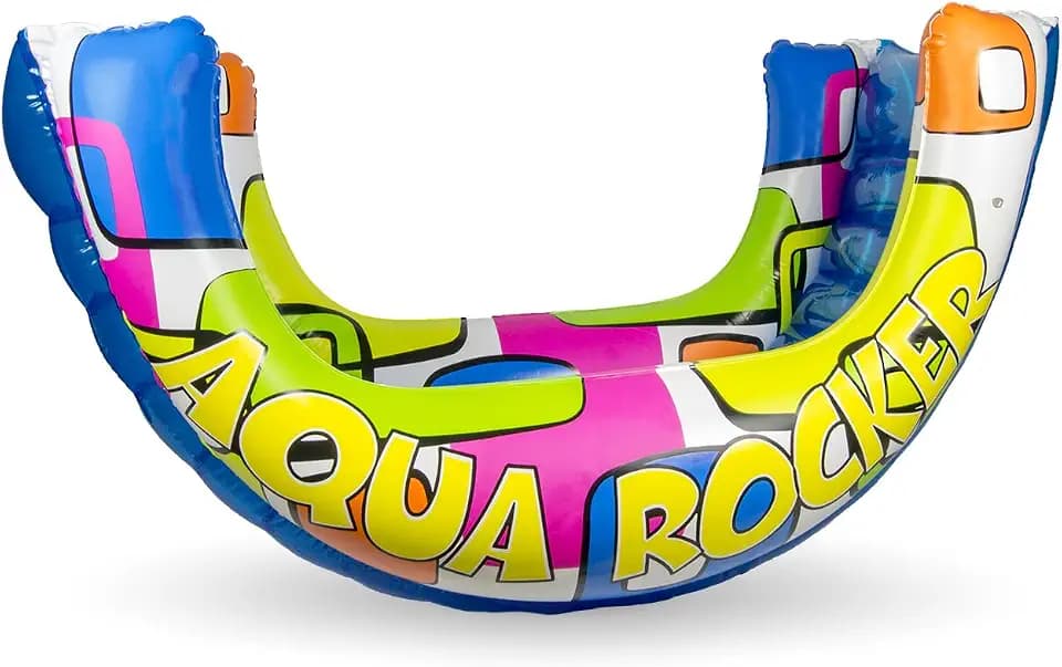 Poolmaster Aqua Rocker Inflatable Pool Float for Adults and Kids, Giant Multi Person Rocking Pool Float Ride On, Swimming Pool Lounge Raft, Pool Party Water Toy, 88 x 52 in