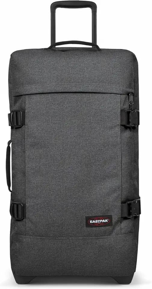 EASTPAK Tranverz M Koffer 78L (67 x 35,5 x 30 cm), mittelgroßer Reisekoffer mit Rollen, leichtes Gepäck mit 2 Fächern, Teleskopgriff & TSA-Schloss - Black Denim
