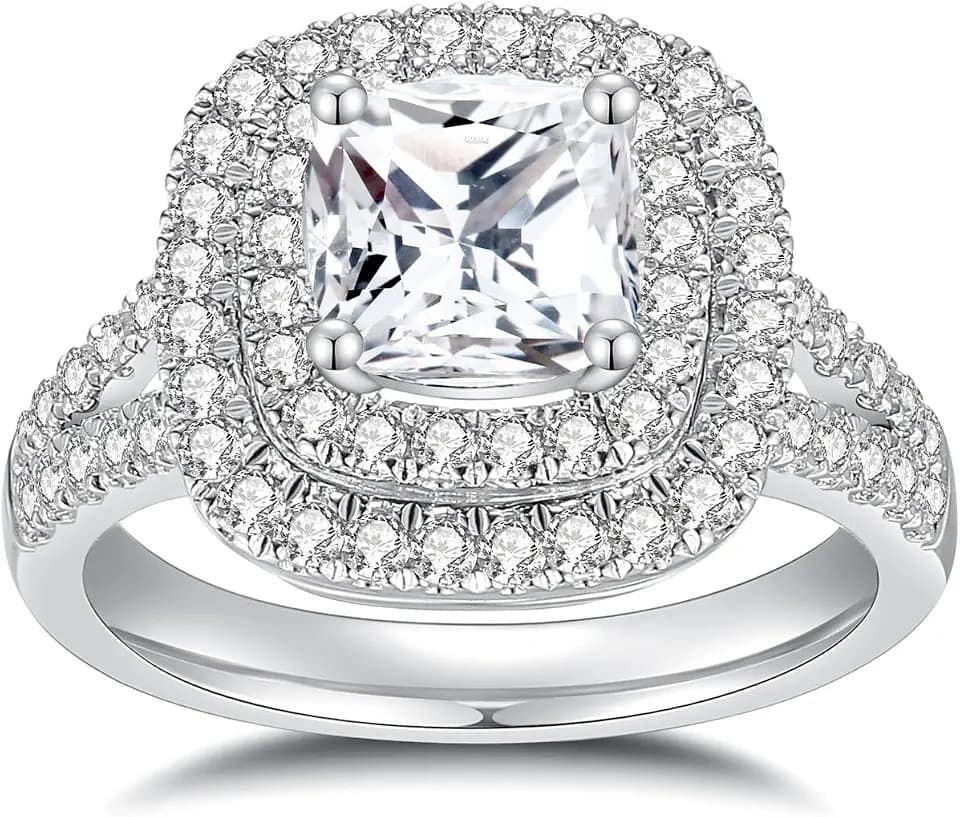 Moissanite Rings for Women Different Cut D Color VVS1 Moissanite Engagement Ring S925 Sterling Silver Ring Promise Wedding Rings for Wedding Anniversary