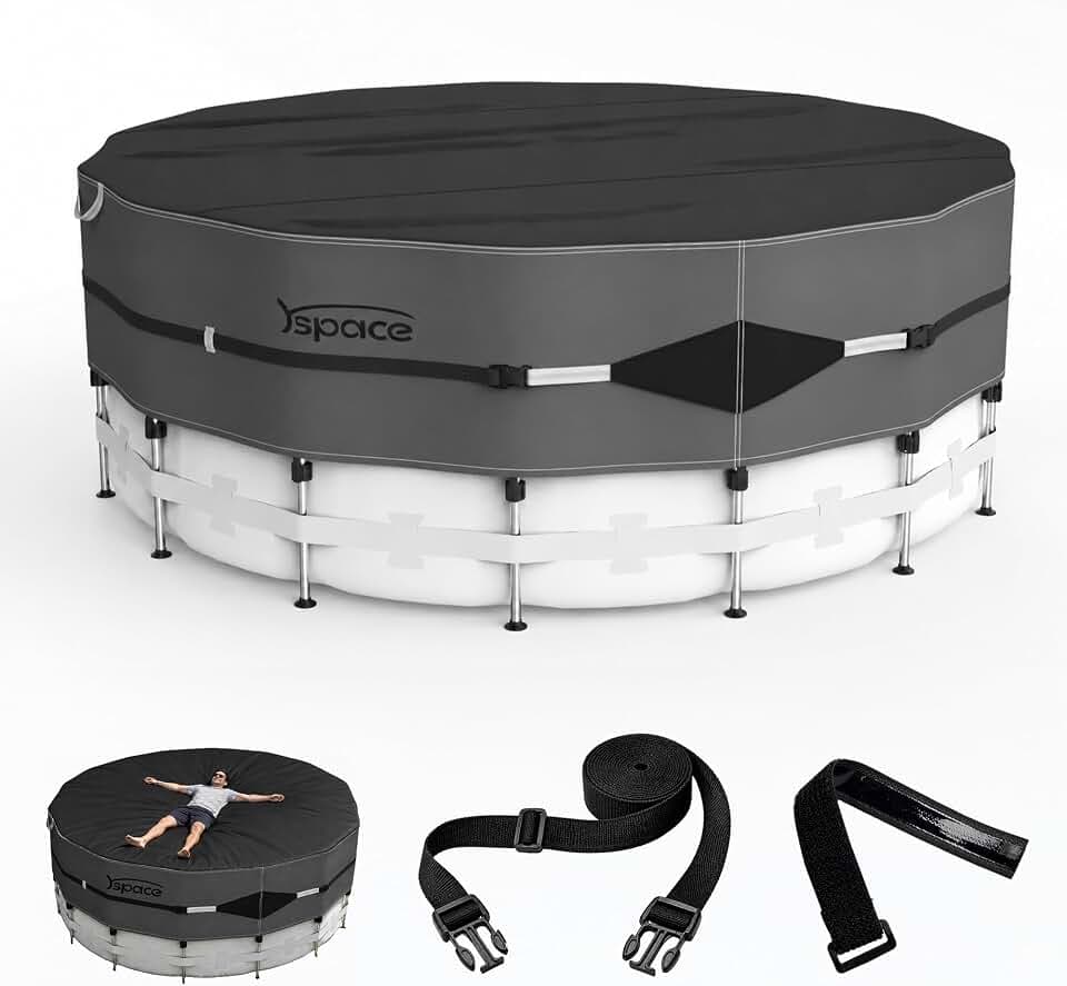 YSPACE 600D Round Pool Cover 30FT for Above Ground Pools Waterproof