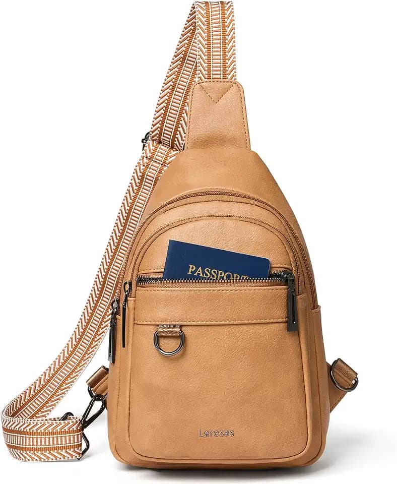 Leresas 7L Sling Bag for Women Men Vegan Leather Crossbody Bags Fanny Pack Purse Backpack Over Shoulder Bag Travel Anti Theft