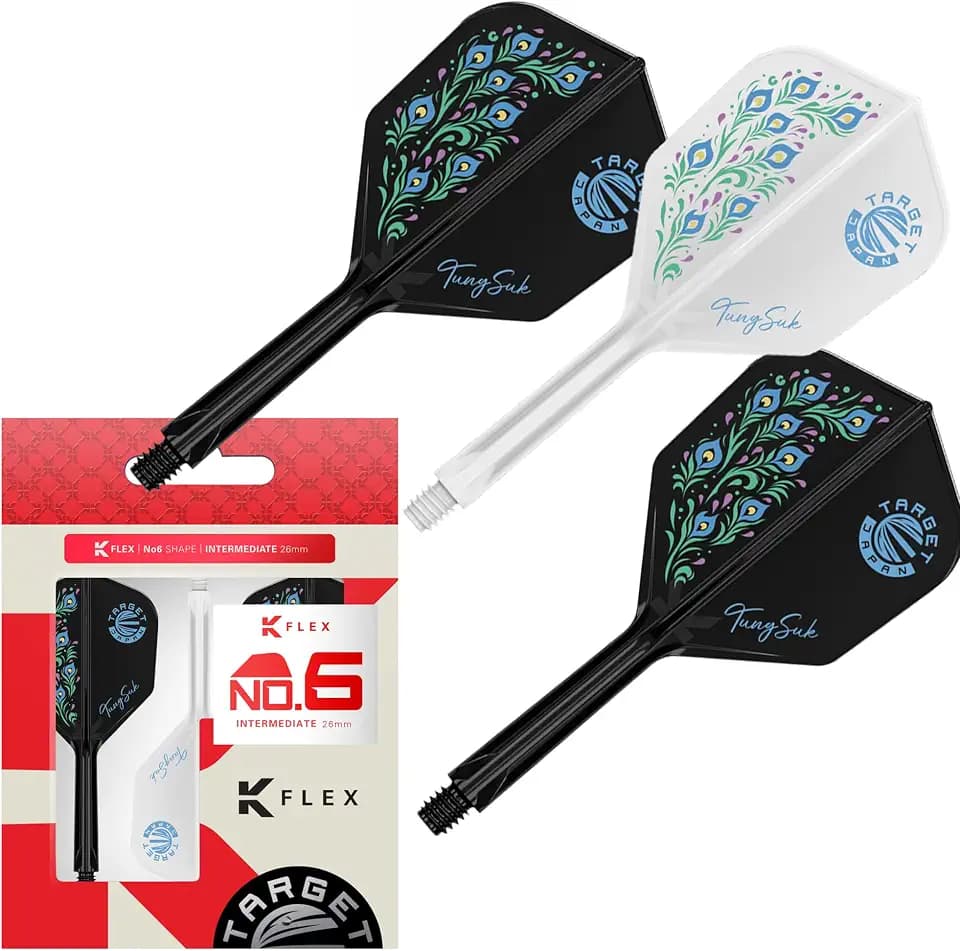Target Japan Zenith K Flex Dart Flights and Shaft System, No.6 | 3er-Pack Kflex All In One Flight, Player Edition Tung Suk Dart-Zubehör | K-Flex Dart-Schaft - Short/Intermediate/Medium