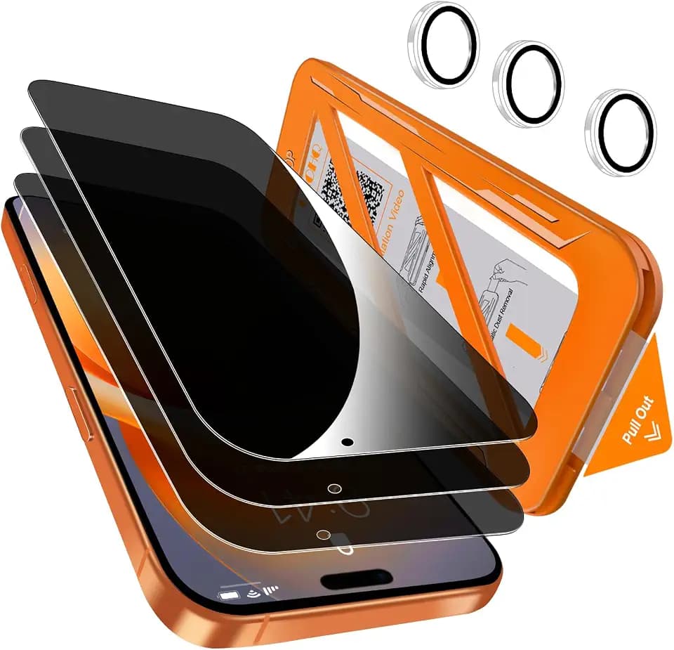 QHOHQ Privacy Screen Protector+Camera Lens Protector for iPhone 17 Pro Max