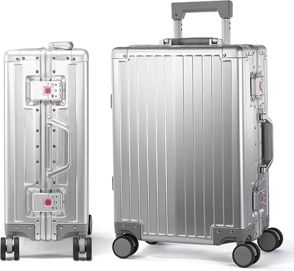 UrbanExplorer All Aluminum Carry On Luggage 22x14x9 Airline Approved Heavy Duty Hard Shell Suitcases Zipperless Suitcase with TSA Lock, Sliver, 20 Inch