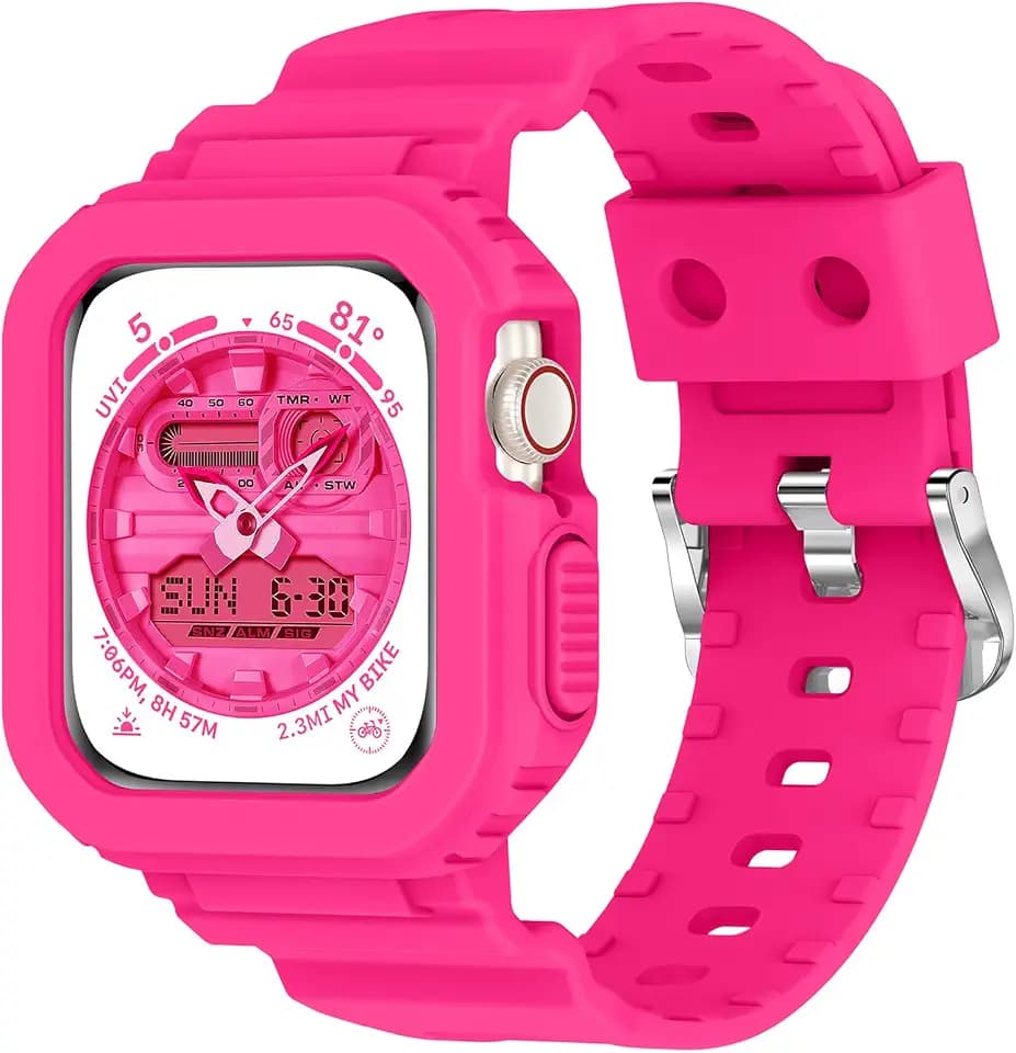 XYF Compatible for Crystal Clear Apple Watch Bands 41/40/38mm Matte HotPink