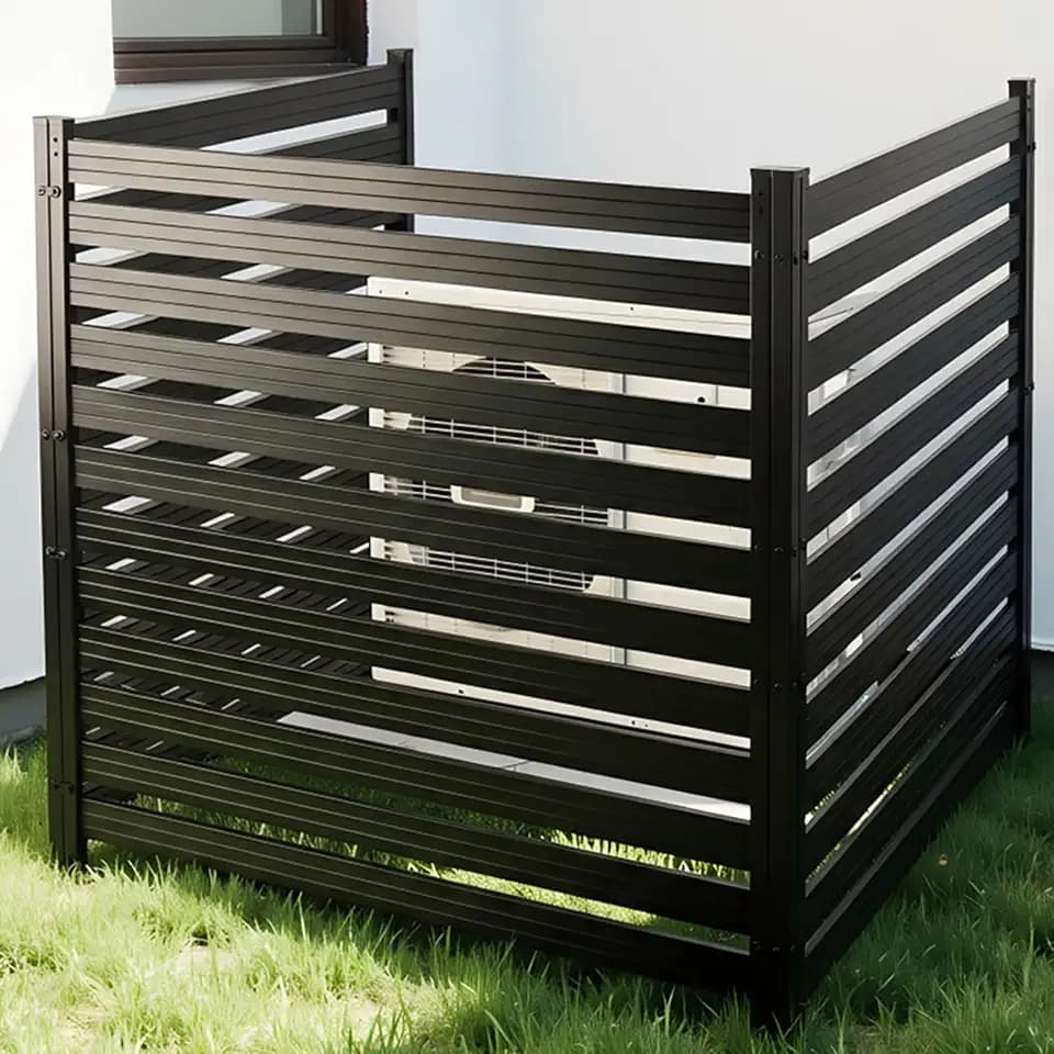 3 Panels No Dig Metal Privacy Fence Screen, 42" H x 38" W Outdoor Air Conditioner Fence, Trash Can Privacy Fence for Pool Equipment Enclosure, Decorative Garden Backyard