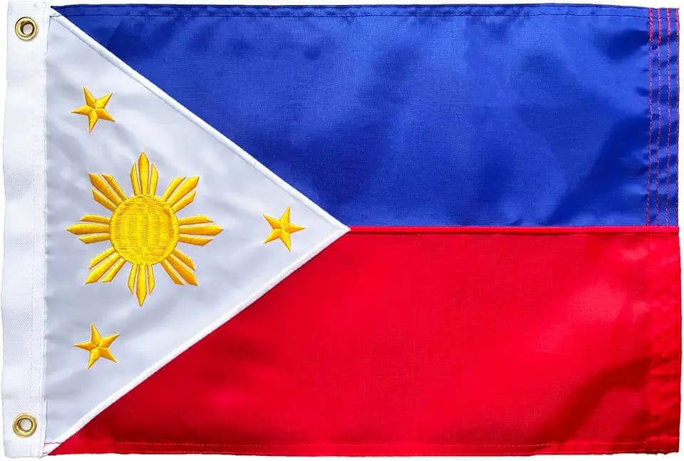 ROTERDON Philippines Flag 12x18 Inch, Embroidered Filipino Flag for Outdoor, Philippine Flag for Boat with Brass Grommets
