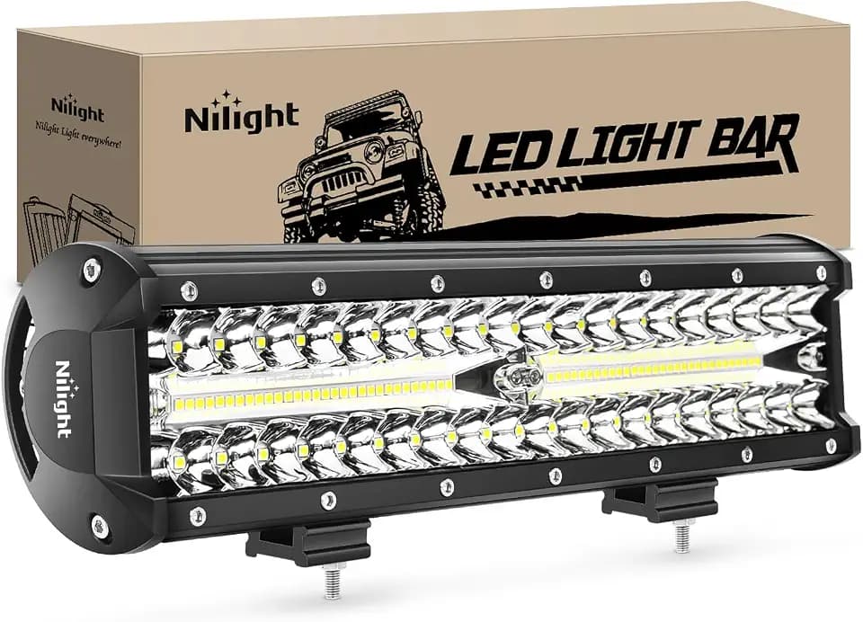 Nilight Led Light Bar 12Inch 300W Triple Row Flood Spot Combo 30000LM Bar Driving Boat Lighting Led Off Road Lights for Trucks,2 Years Warranty