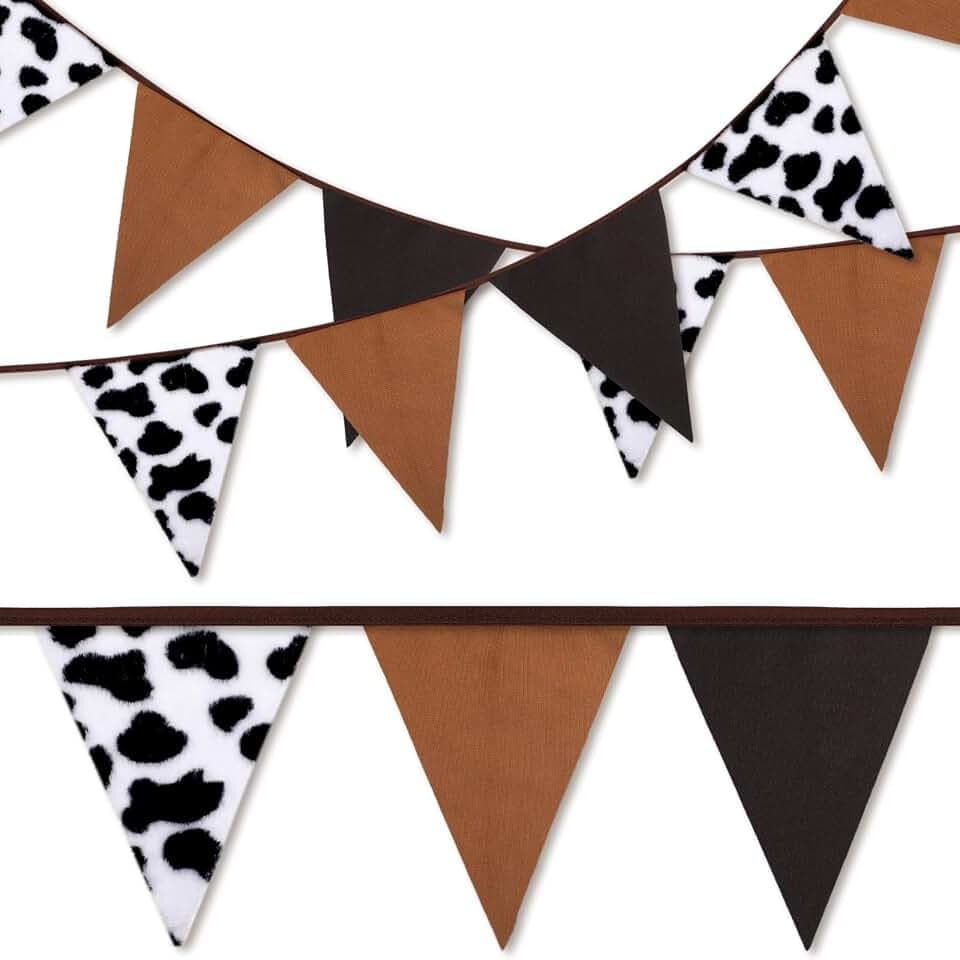 VitalCozy 33ft Black White Western Banner Garland Cowboy Rodeo Party Decor