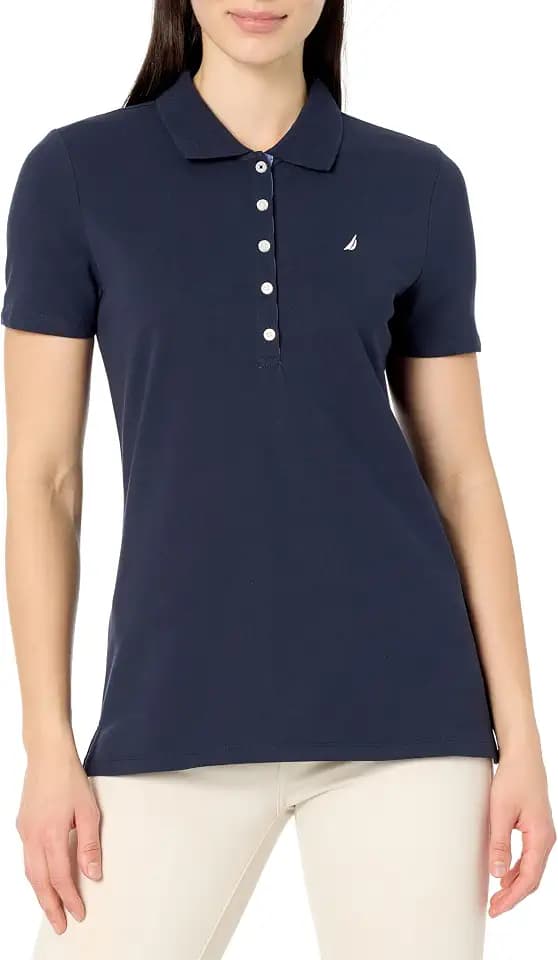 Nautica Women's Short Sleeve Cotton Polo Shirt