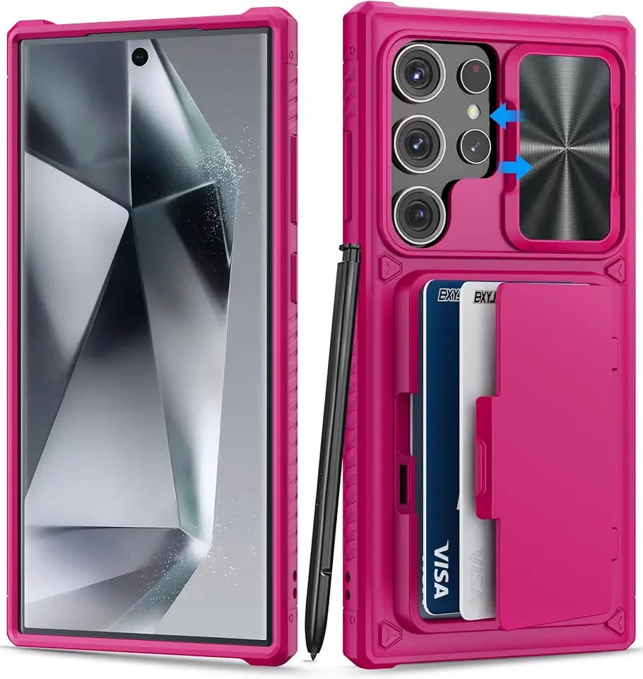 BXYJY for Samsung Galaxy S24 Ultra Case Wallet, Credit Card Holder, HotPink