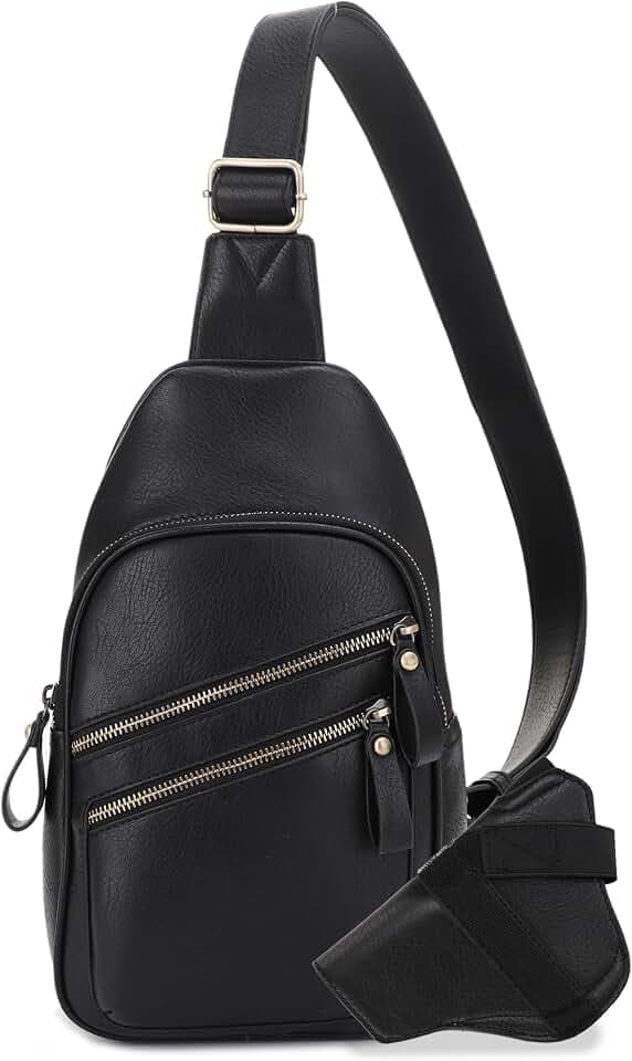 JESSIE & JAMES Jeannie Unisex Multi-Pocket CCW Sling Bag Crossbody Backpack Purse - Black