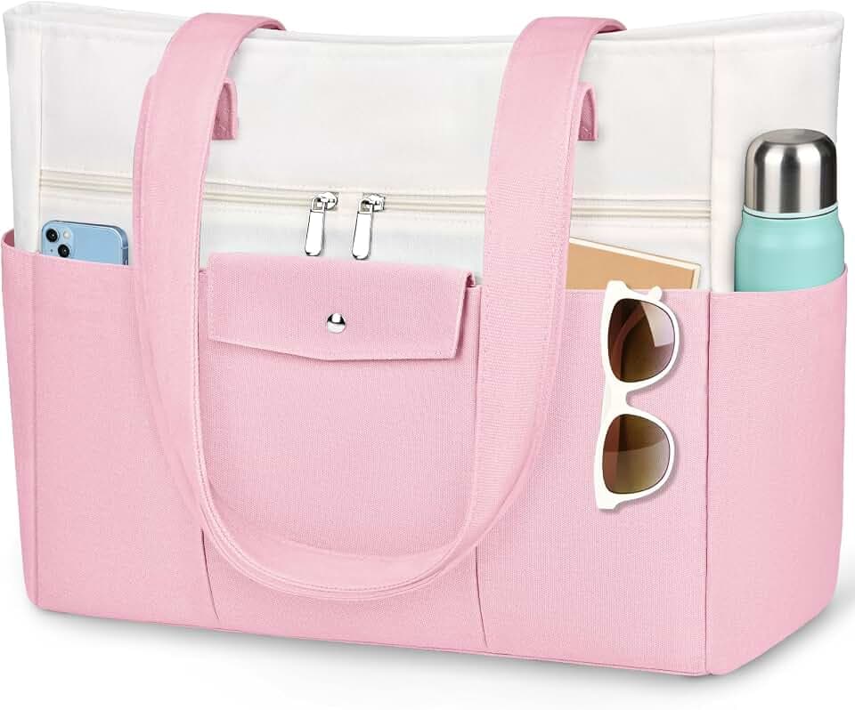 Beach Bags for Women Large Canvas Beach Tote with Zipper Wet Pocket, Waterproof Foldable Swim Pool Travel Tote Bags