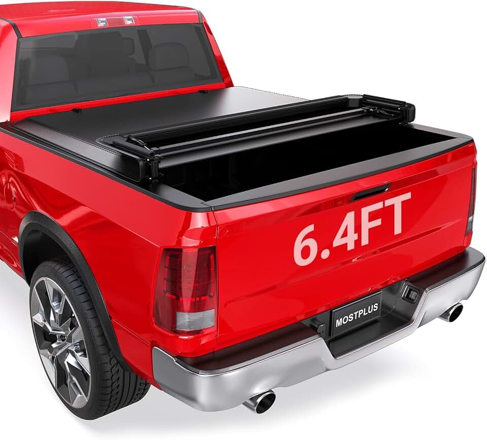 MOSTPLUS 6.4 FT Soft Quad FOLD Truck Bed Tonneau Cover Compatible for 2002-2026 Dodge Ram 1500 Inclu. Classic & New Body/2003-2026 Ram 2500 3500 Fleetside (Without RamBox) |6.4 FT Bed (78 Inch)