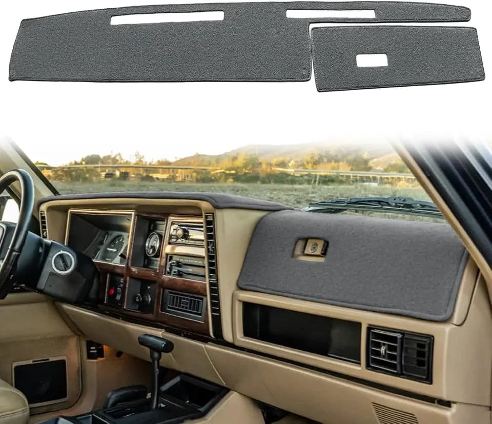 Dash Cover Mat Custom Fit for Jeep Cherokee Comanche Wagoneer Limited Dashboard Pad Carpet Protector K186 (Dark Gray)