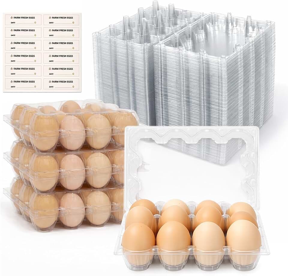 WIKDAY Egg Cartons Cheap Bulk 100 Pack 12 Count Plastic Clear