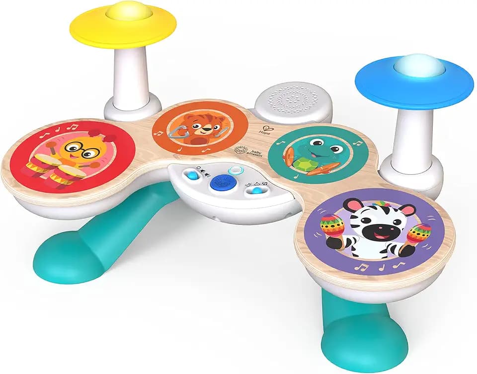 Baby Einstein, Together in Tune, Connected Magic Touch, Holz Schlagzeug, Musikinstrumente, 4 Spielmodi und 10 Melodien, Lautstärkeregler, Holzspielzeug für Kinder, ab 12 monat
