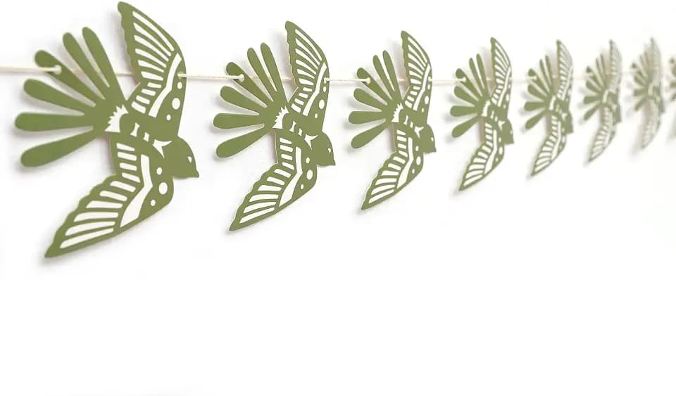 Hand-Cut Blue Paper Bird Garland/Banner,Ideal For Weddings,Party,Home Decor