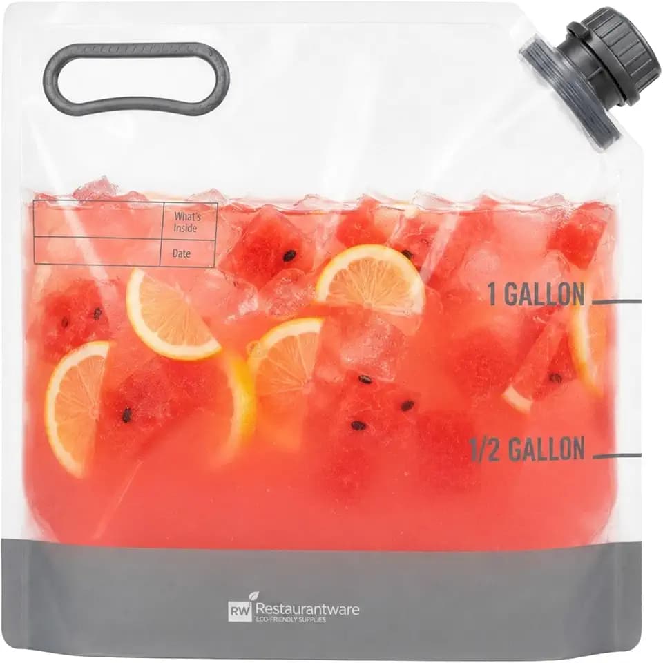 Restaurantware 1 gal Clear Plastic Take Out Drink Bag, 10 Pack