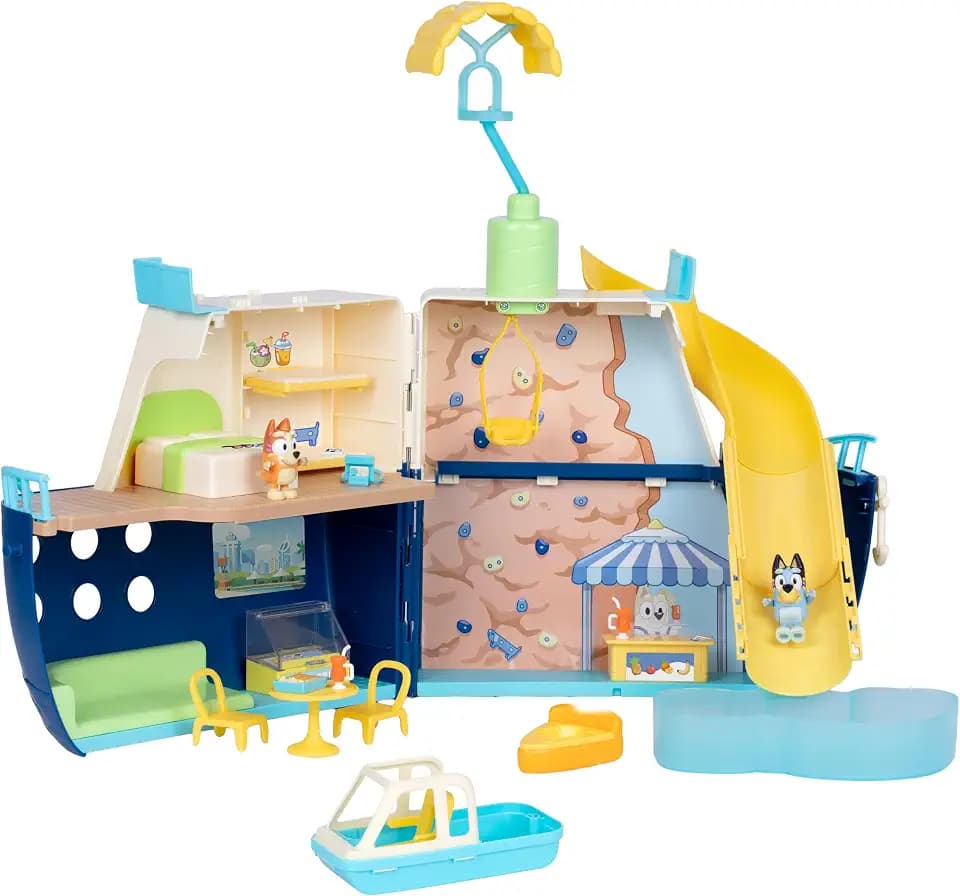BLUEY Cruise Ship Playset with Slide, 15+ Accessories, 2 Figures